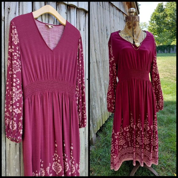 Knox Rose dress long cranberry red boho cottagecore maxi dress Womens M - Picture 1 of 8